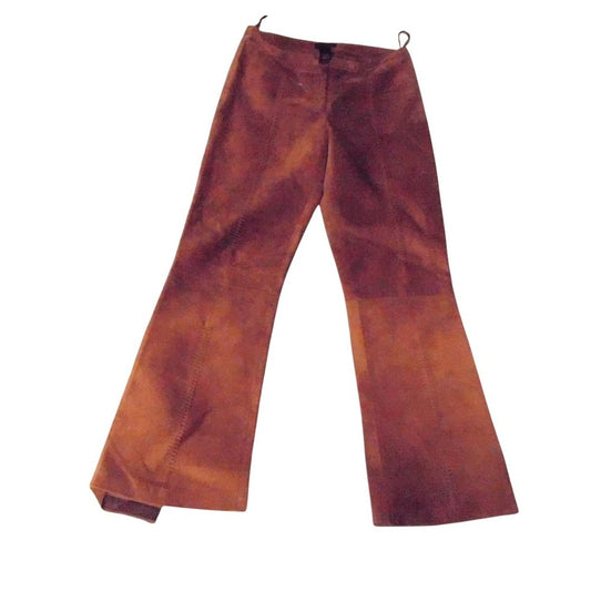 Kenneth Cole New York Suede Flare Pants Brown Size 6 Bootcut Distressed Look