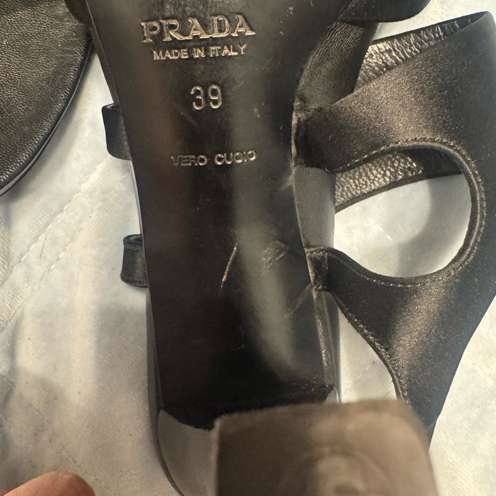 Prada Black Satin Strappy Slingback Heels Size 39 (US 9)