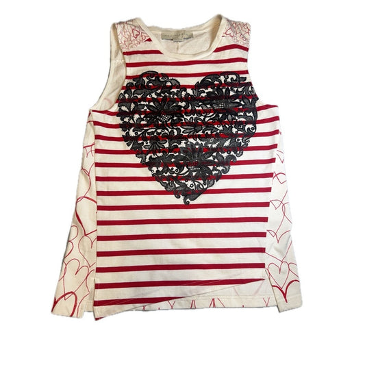 Stella McCartney Striped Heart Print Tank Top Red White Size 42