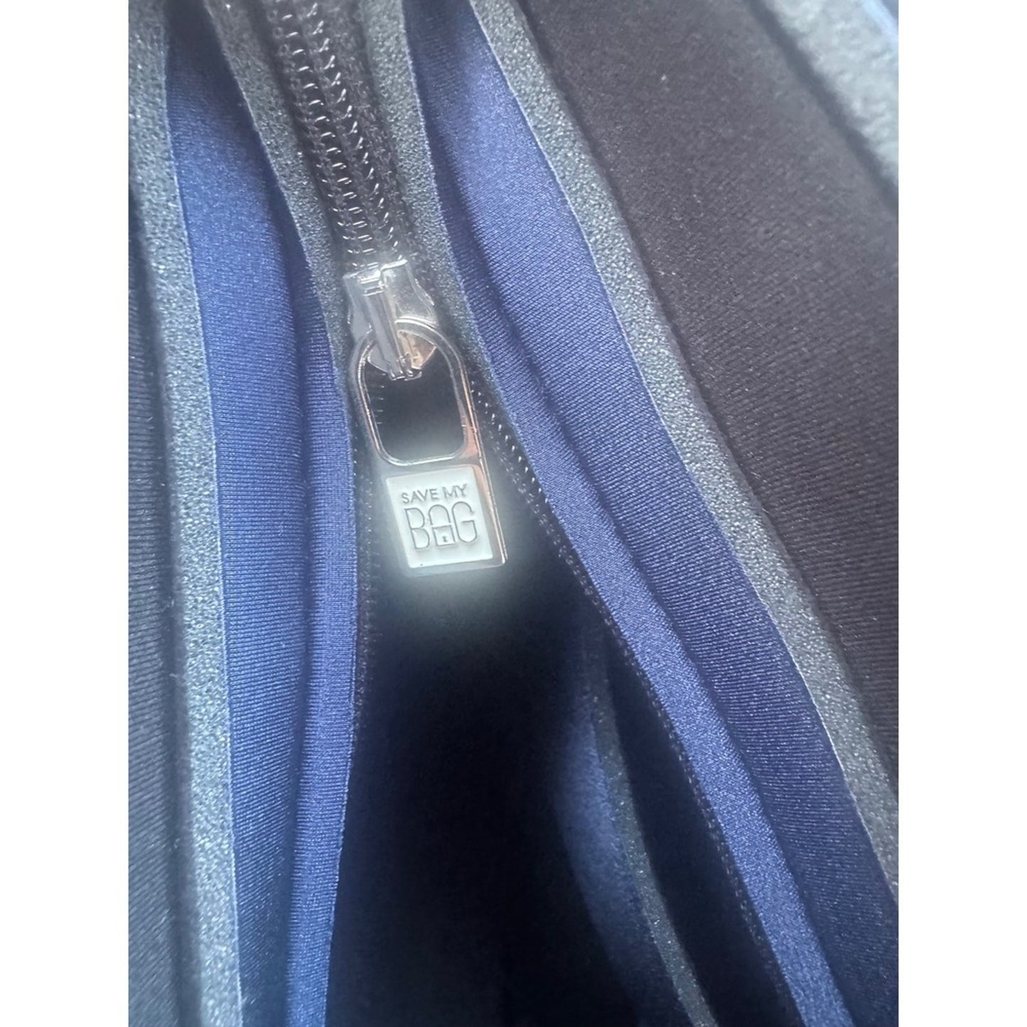 Save My Bag Navy Blue Handbag Faux Pearl Bow Embellishment Tote Bag