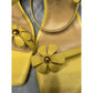 42 Gold Yellow Leather Floral Heels – Size 10