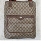 Authentic Vintage Gucci Monogram Canvas Tote Bag Red Green Stripe