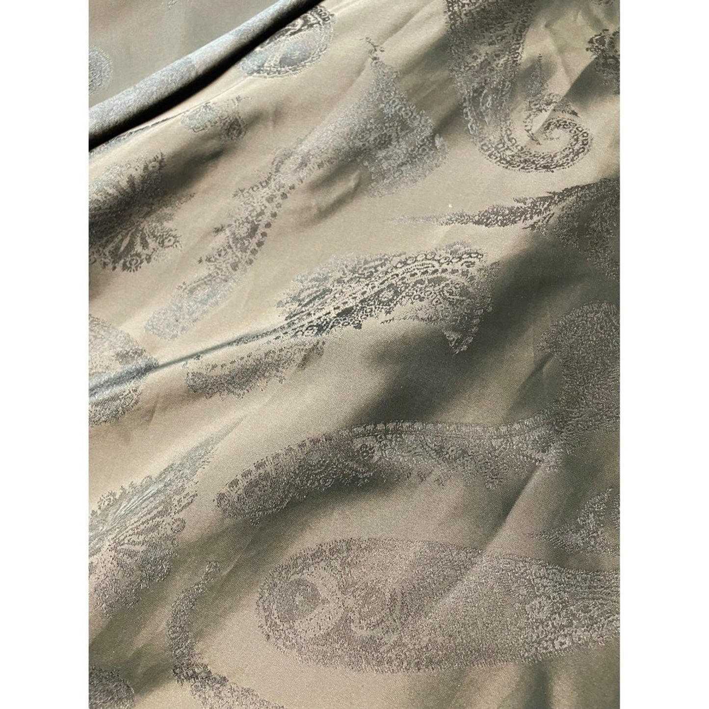 COS Paisley Print V Neck Midi Olive Green Sleeveless A Line Size 38 size S