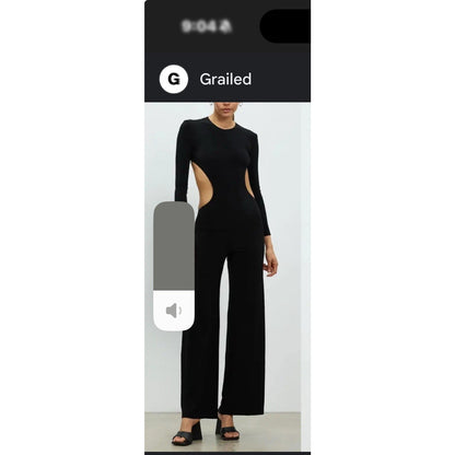 Norma Kamali Slip Jumpsuit Wide Leg Low Back Sleeveless V Neck Black Size XS/34