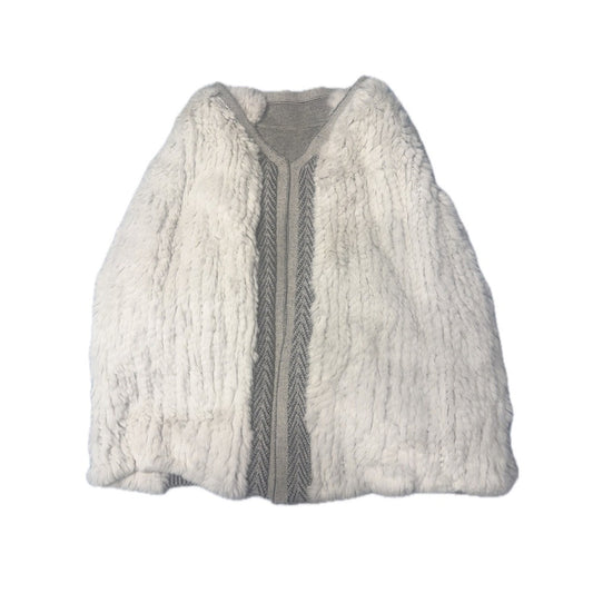 Vince Reversible Sherpa Knit Cardigan Vest Gray & Cream – Size M (USA) Soft