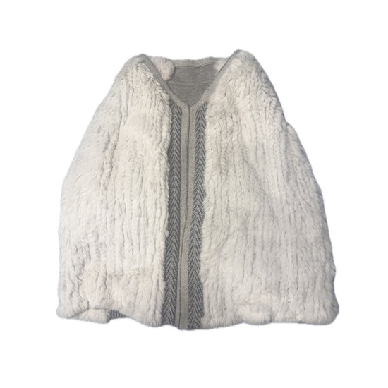 Vince Reversible Sherpa Knit Cardigan Vest Gray & Cream – Size M (USA) Soft