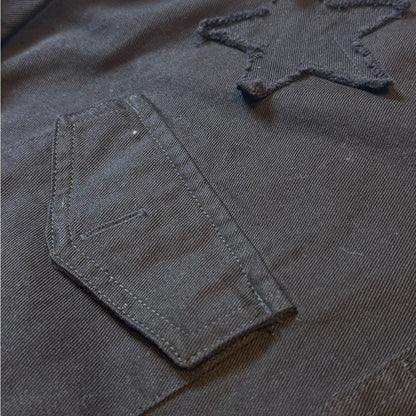 Star power Cropped Sundry utility jacket in black with raw edge starsNWT. Size M