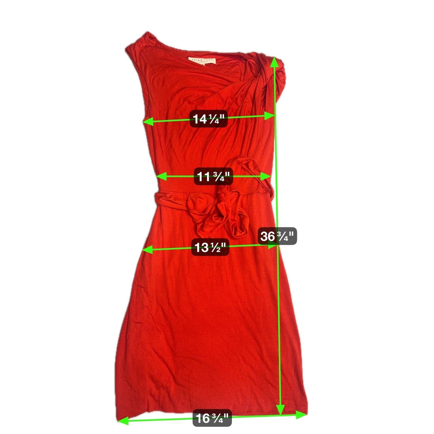 Trina Turk Dress Size 0 Red Sleeveless One Shoulder Party Cocktail Fitted