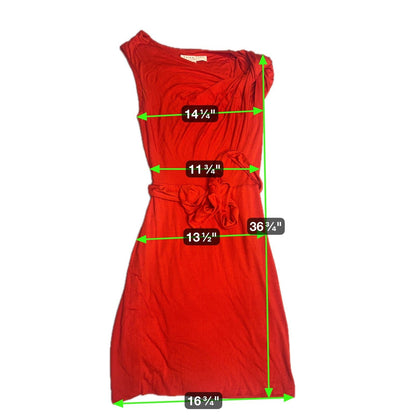 Trina Turk Dress Size 0 Red Sleeveless One Shoulder Party Cocktail Fitted