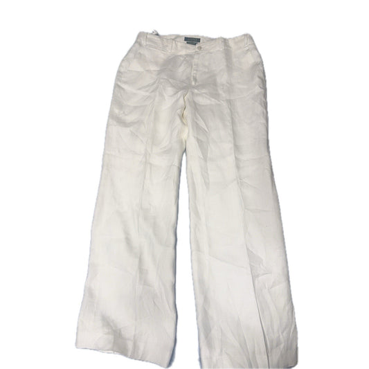 Lauren Ralph Lauren Sanderson Linen Pants Women’s 12 Wide Leg White Resort