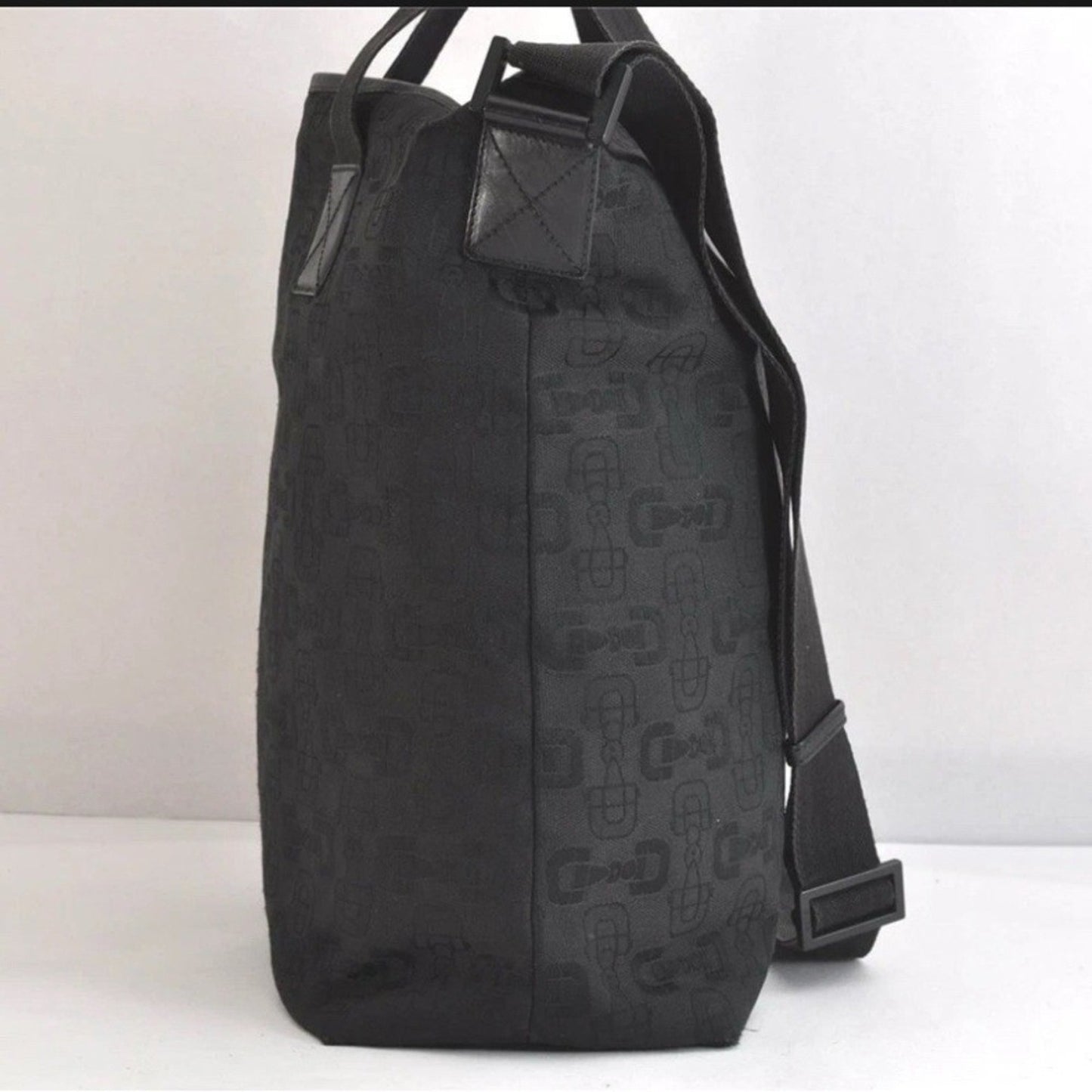 Gucci Horsebit Black Canvas Tote — Vintage Classic Style