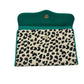 Y2K Rebecca Minkoff Leopard Print Clutch Wallet Card Holder Green Interior