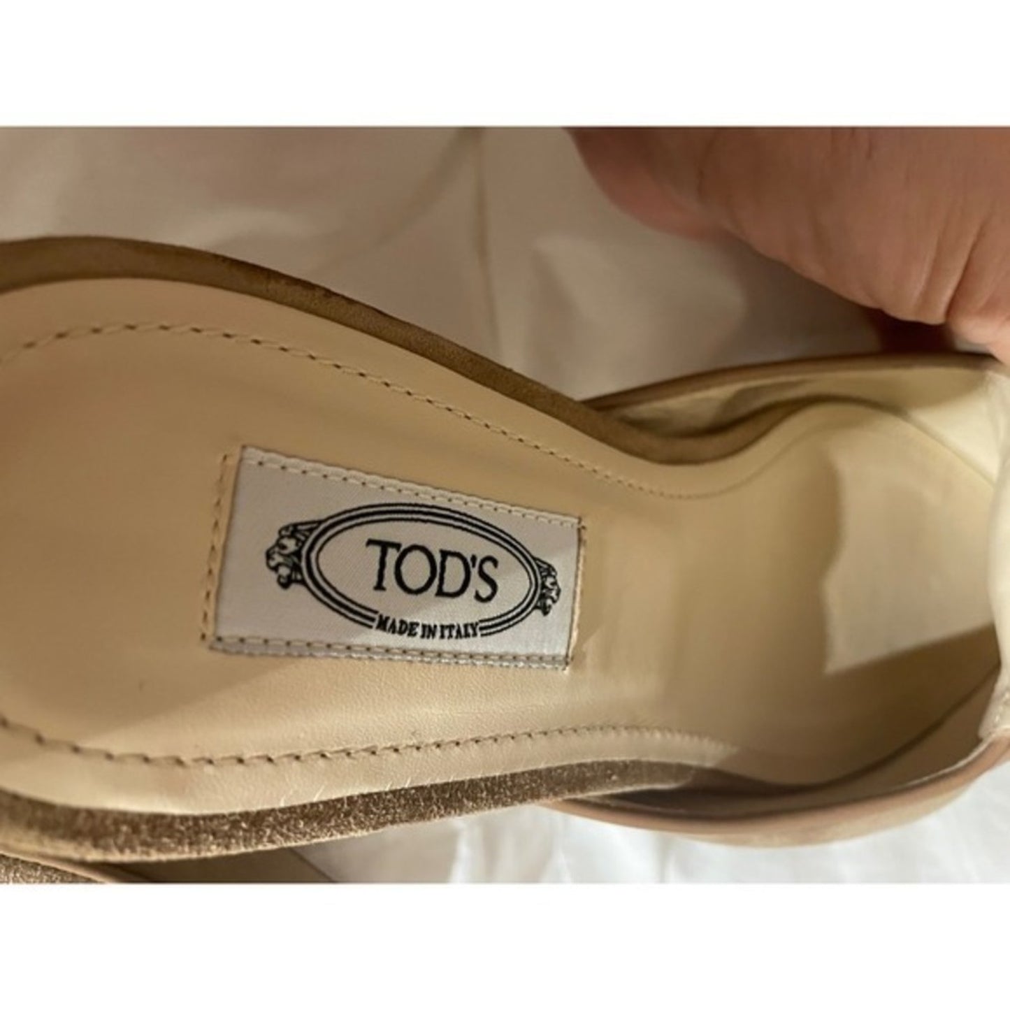 TODS Suede Mules Pointed Toe Bow Accent Tan Made in Italy Women's Size 9