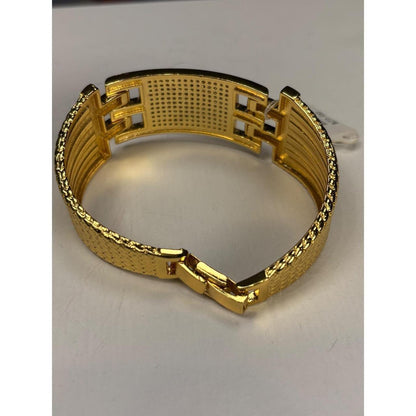 Gold-Tone Rhinestone Wide Hinged Cuff Bracelet