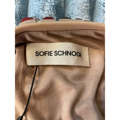 Sofie Schnoor Sequins Embellished Shift Dress Silver Tan Sleeveless size 2