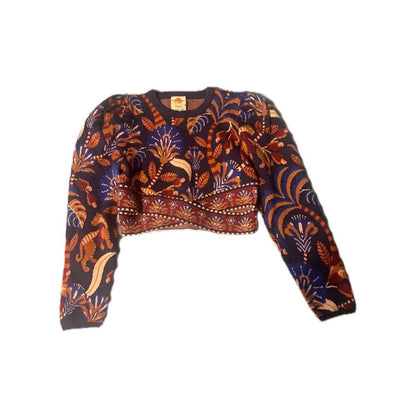 Farm Rio Tropical Print Cropped Sweater & Midi Skirt Set size L