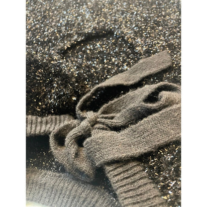 Sparkly Black Knit Sweater Vest Womens XL Metallic Sparkle Glitter Shimmer