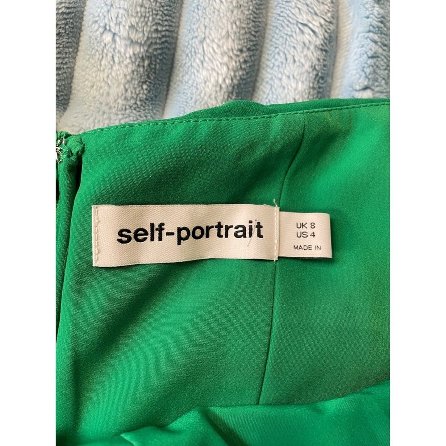 Self-Portrait Green Pleated Midi Dress | Lace Trim | Size US 4