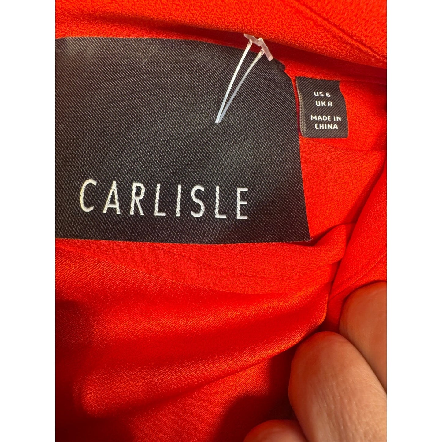 Carlisle Red Sleeveless Dress Pleated Midi Dress Zipper Pockets Size 6 Career