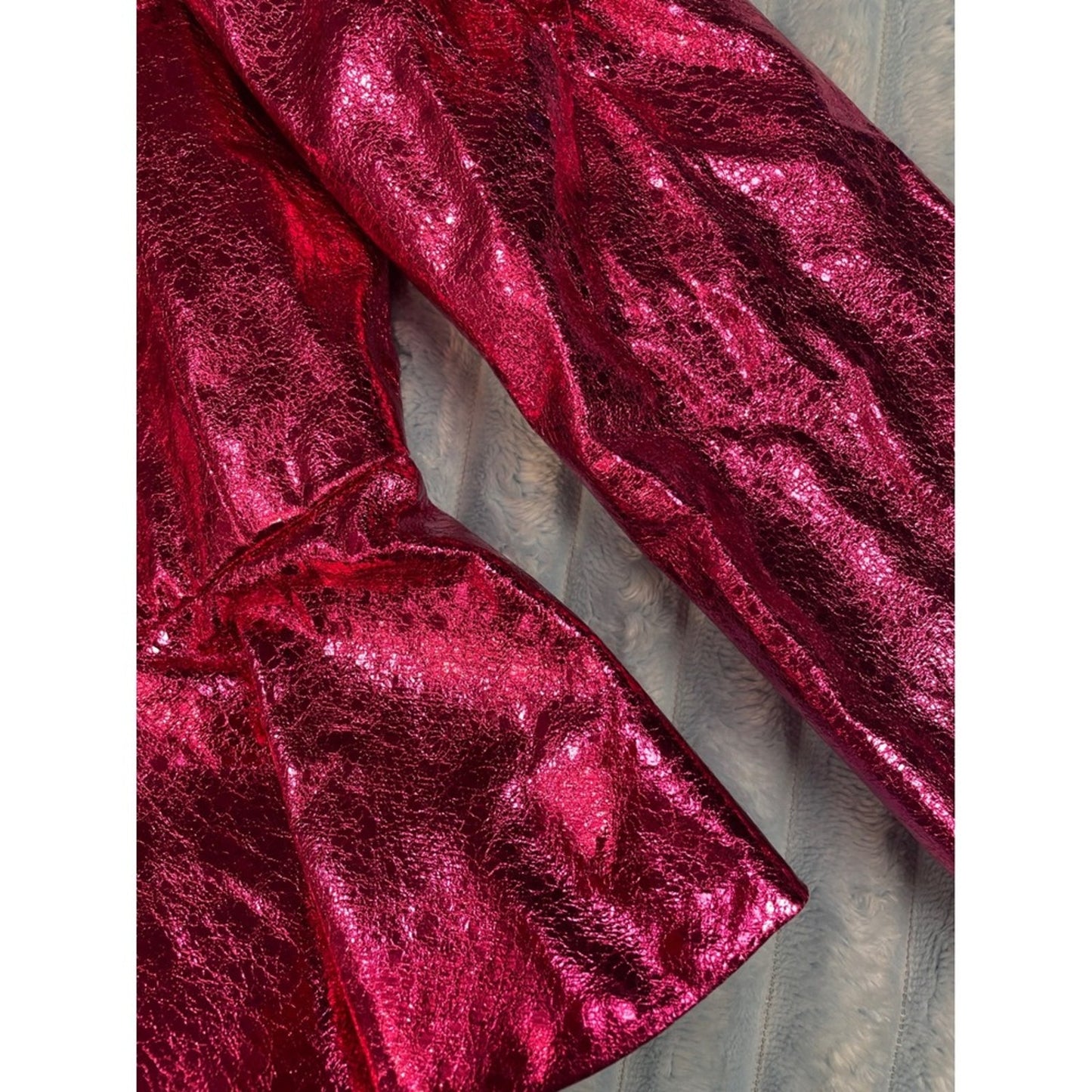 Maxjenny Pink Metallic Ruffle Peplum Jacket Puffy Sleeve Blazer size M