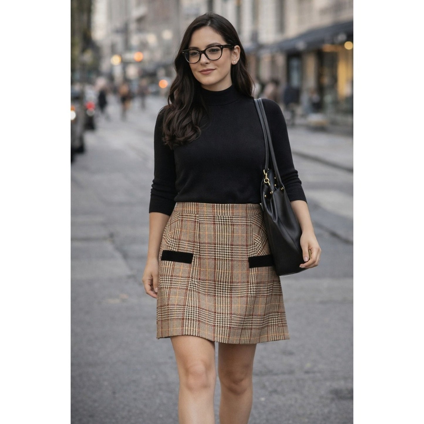 VALENTINO Plaid Mini Skirt with Black Pocket Accents size 6