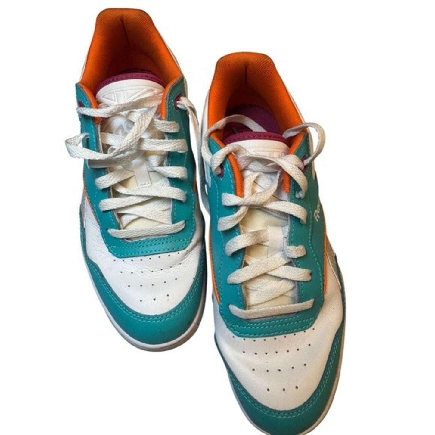 Reebok Court Peak Mens Size 8.5 White Teal Orange Purple Casual Shoes