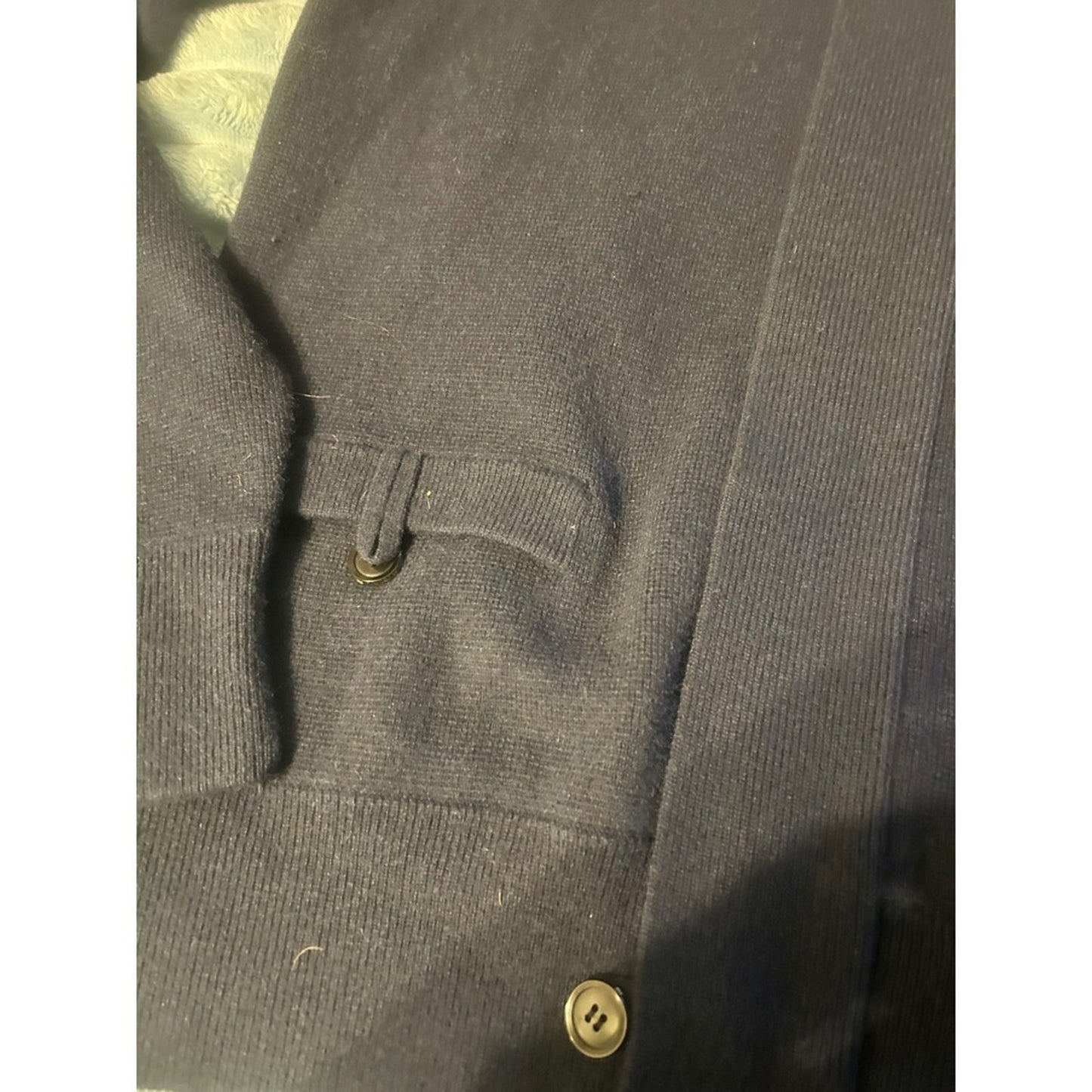 Mens Navy Blue Knitted TSE Hooded Cardigan Jacket Full Zip Pockets Casual Style