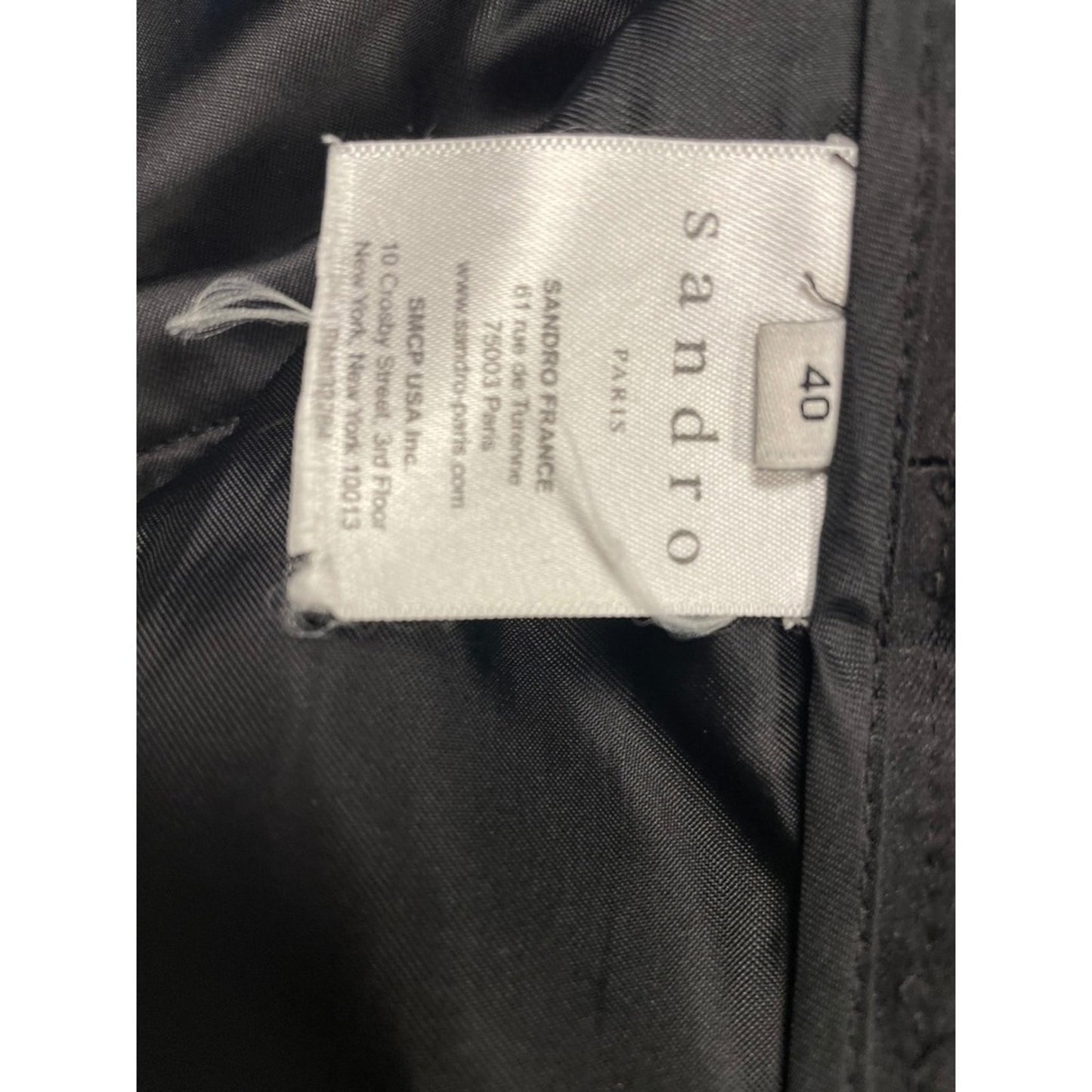 Sandro Paris Women Black Satin Pleated Trousers Dress Pants Size 40/ USA 8