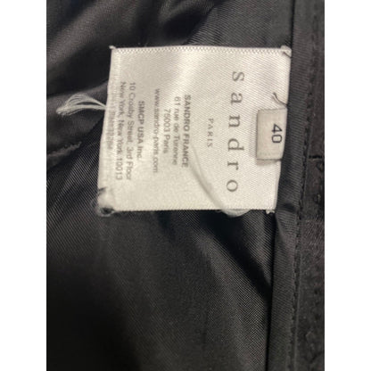 Sandro Paris Women Black Satin Pleated Trousers Dress Pants Size 40/ USA 8
