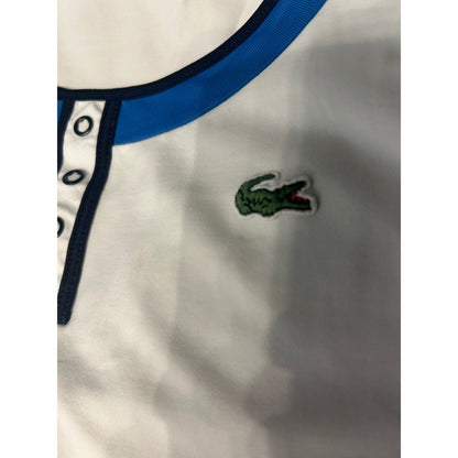Lacoste Sport Tennis Dress Womens 42 White Blue Sleeveless Pleated Logo Preppy