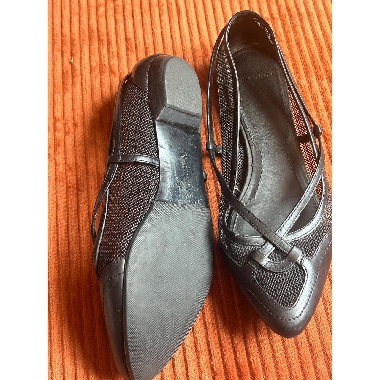 Givenchy Ballet Flats Women's Size 9 Black Good Mesh Strappy Pointed Toe