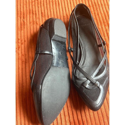 Givenchy Ballet Flats Women's Size 9 Black Good Mesh Strappy Pointed Toe