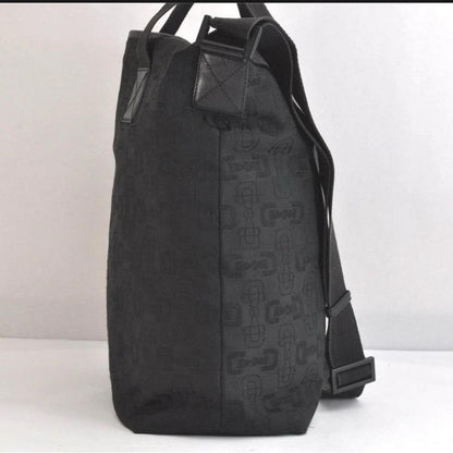 Gucci Horsebit Black Canvas Tote — Vintage Classic Style