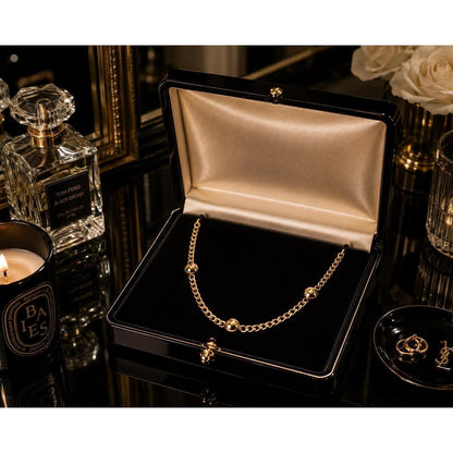 14K Italian Gold Ball Curb Chain Necklace 18" 2.0g