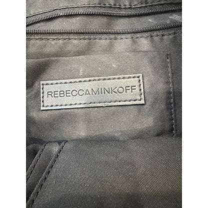 Rebecca Minkoff Black Leather Moto Satchel Crossbody Bag Silver Hardware