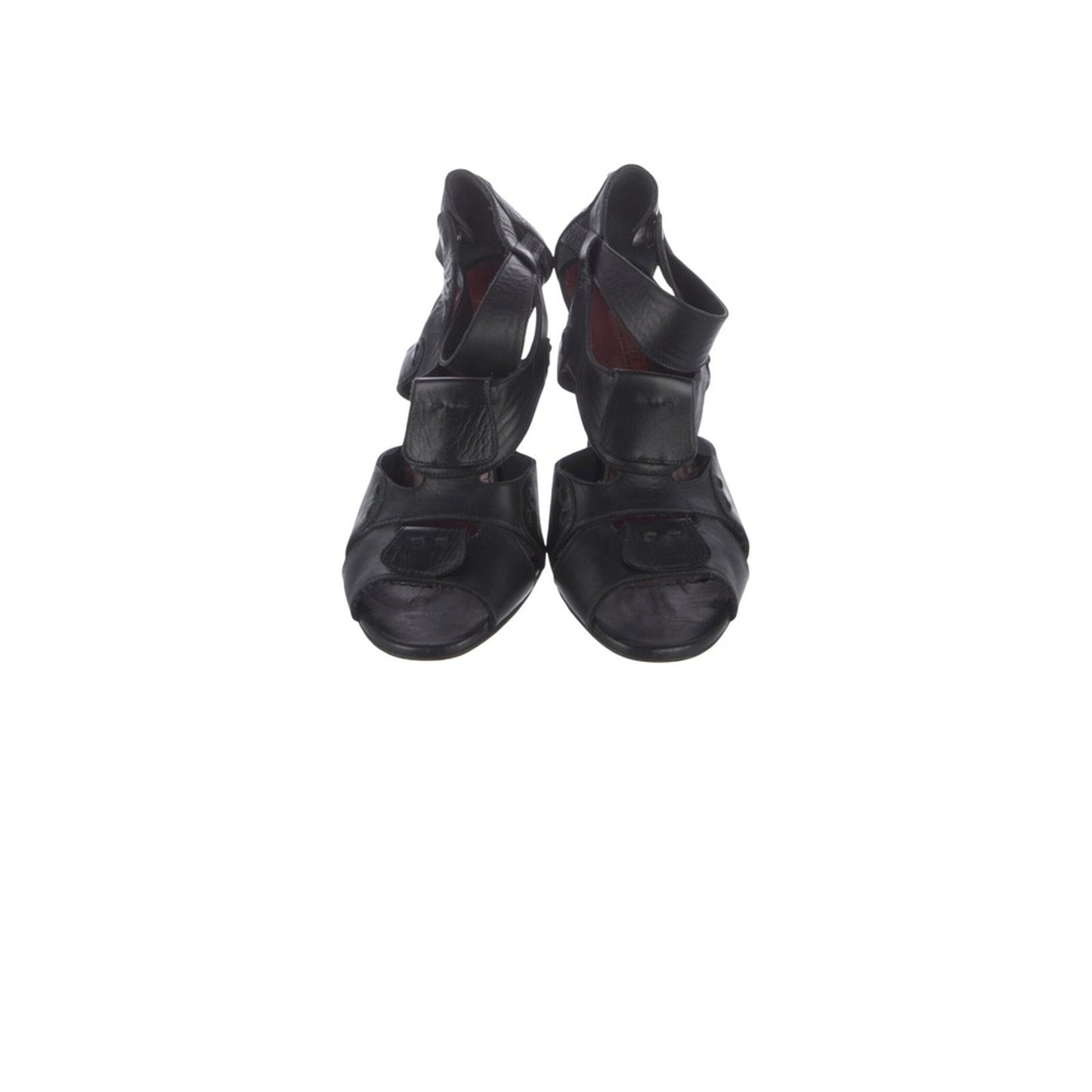 Carolina Herrera Black Leather Strappy Stiletto Heel Sandals Size 7 IT 37