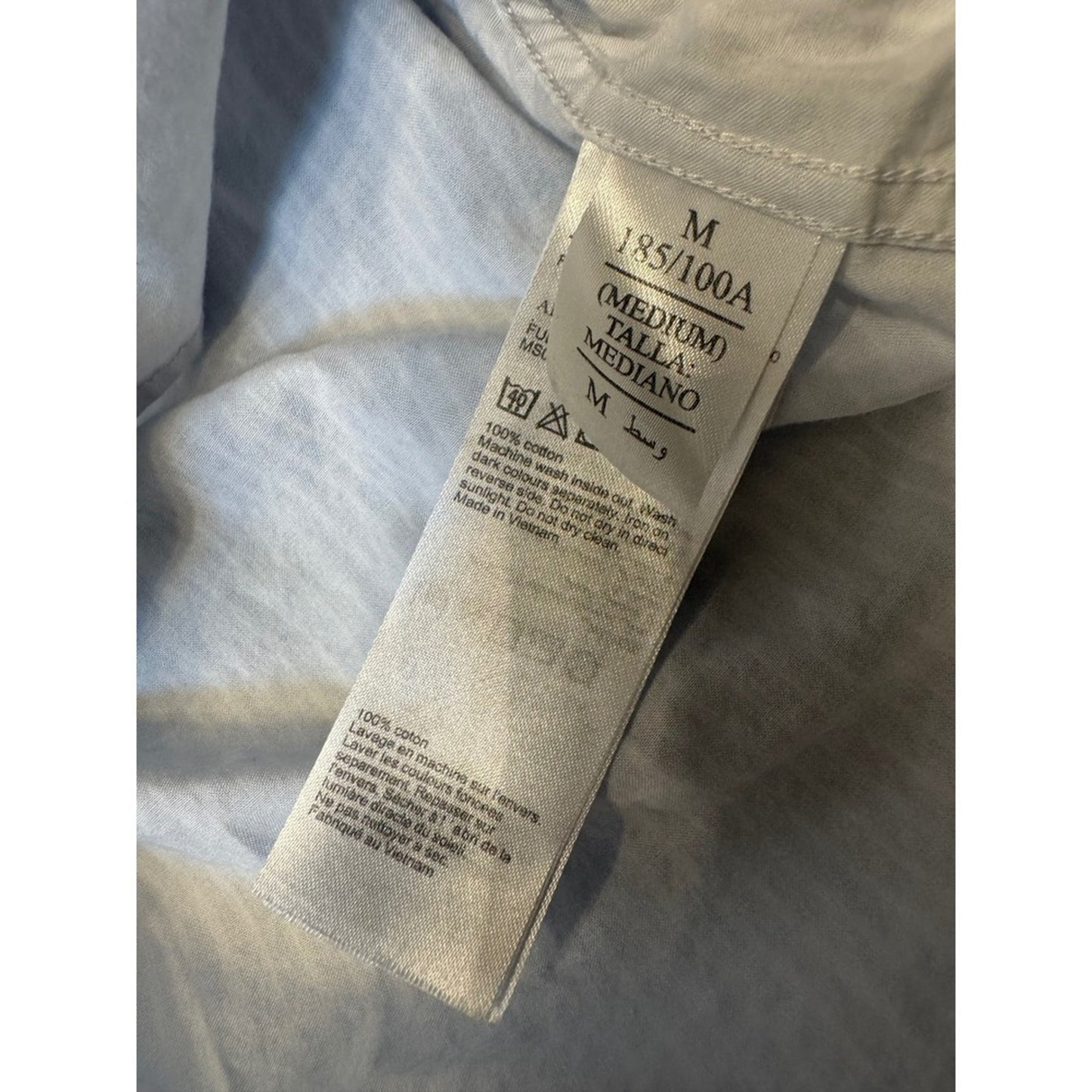 AllSaints Men's Slim-Fit Button-Up Shirt — Pale Gray Cotton (Size M / Fits USA M
