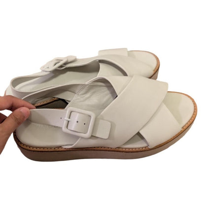 Vince White Leather Crisscross Platform Buckle Strap Sandals Shoes US 10 EUR 40