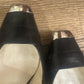 Christian Dior Slingback Heels Black Leather Silver Toe Cap Pumps Elegant S 8.5