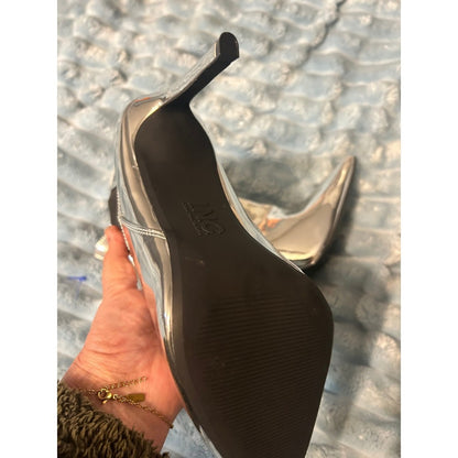 INC Silver Metallic Pointed Toe Stiletto Heel Ankle Boots Women's Size 7
