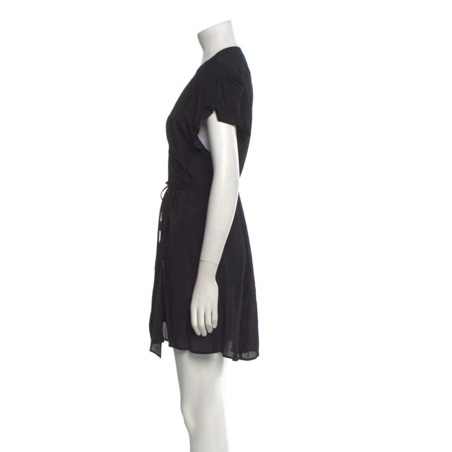 Reformation Black Short Sleeve Wrap Dress Tie Waist Mini