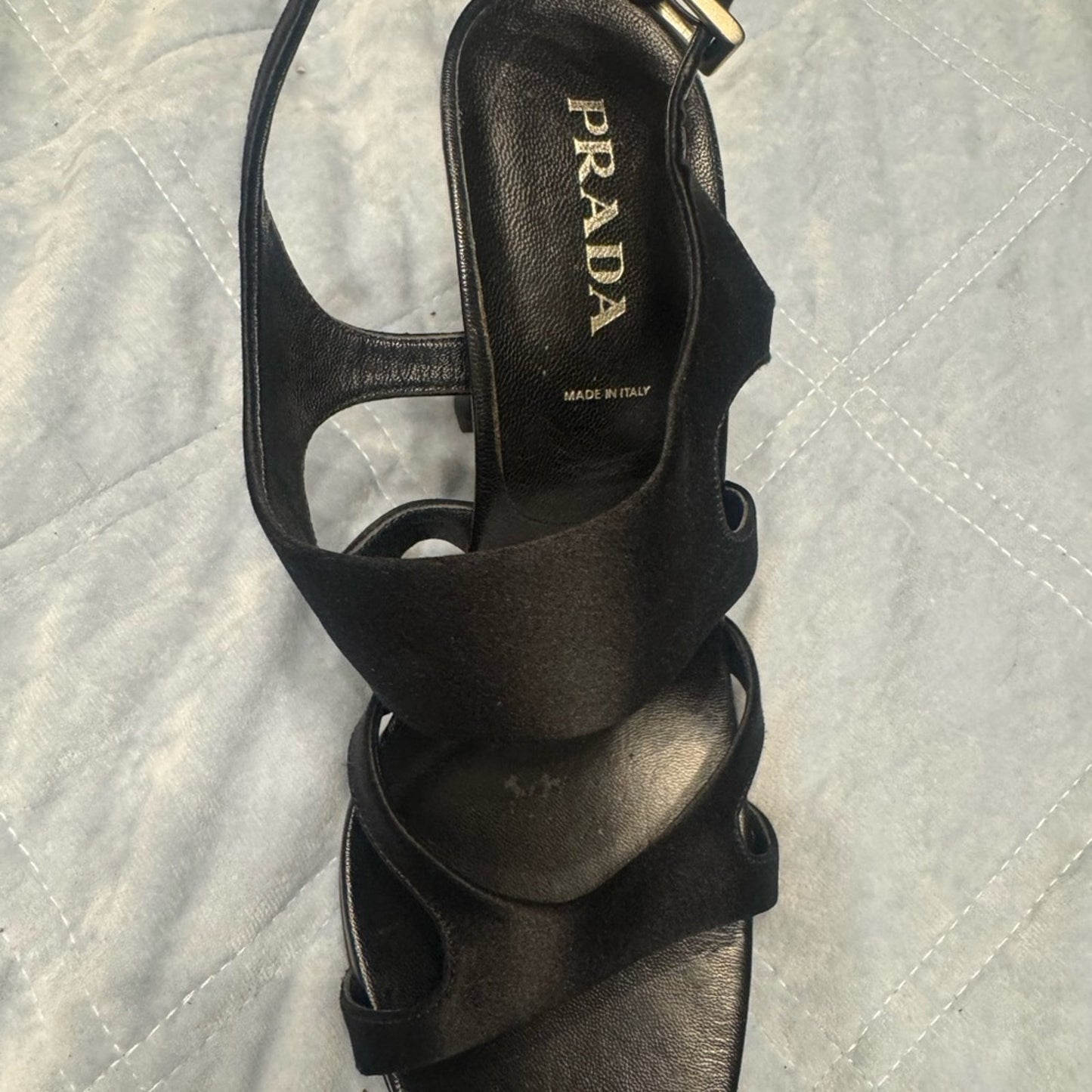 Prada Black Satin Strappy Slingback Heels Size 39 (US 9)