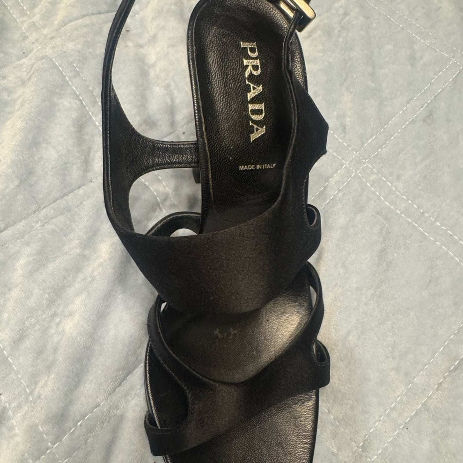 Prada Black Satin Strappy Slingback Heels Size 39 (US 9)
