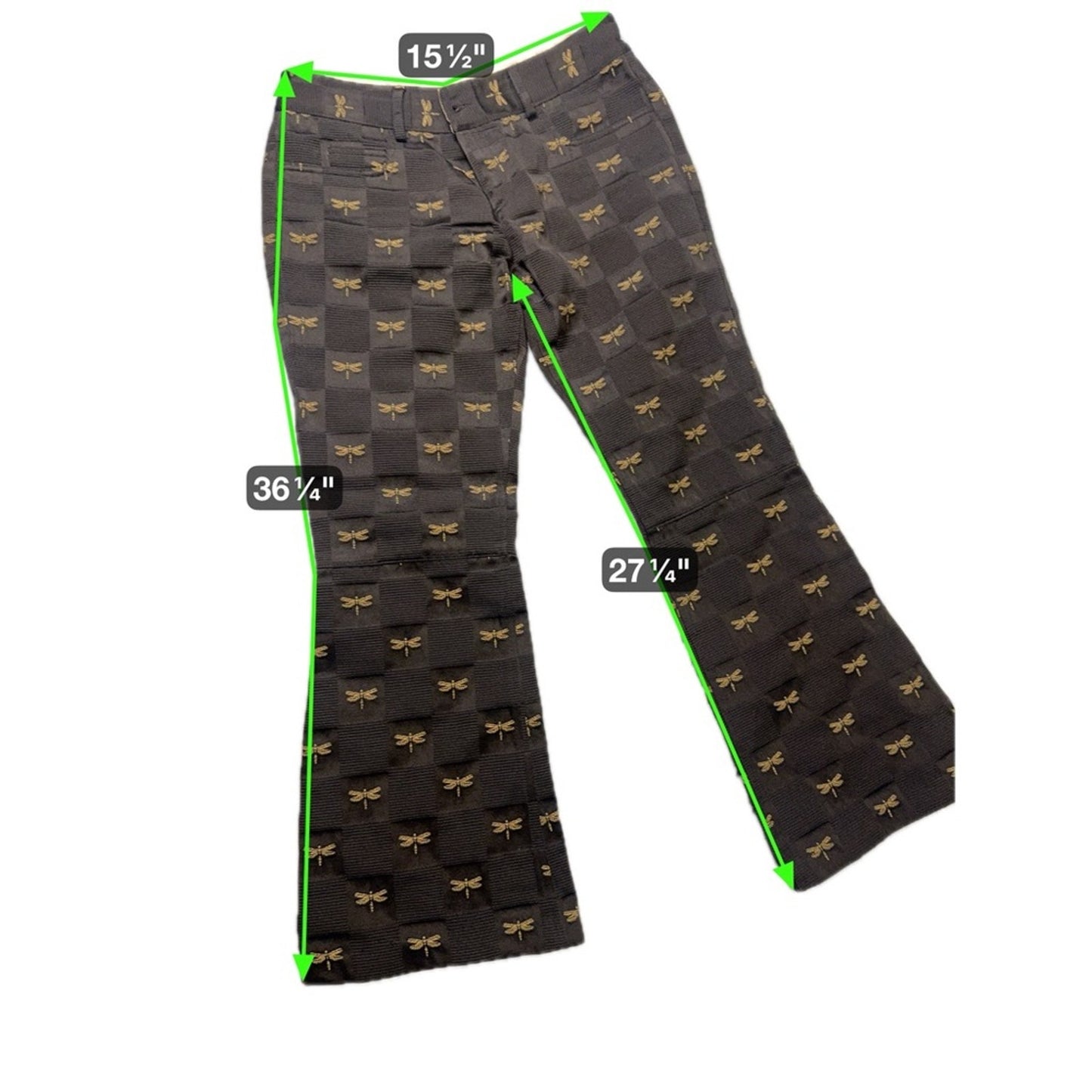 Alice + Olivia Black Jeans with Gold Dragonflies - size 8