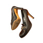 Prada Black Leather Chain Link Loafer Pumps Heels Size 39.5 Made in Italy
