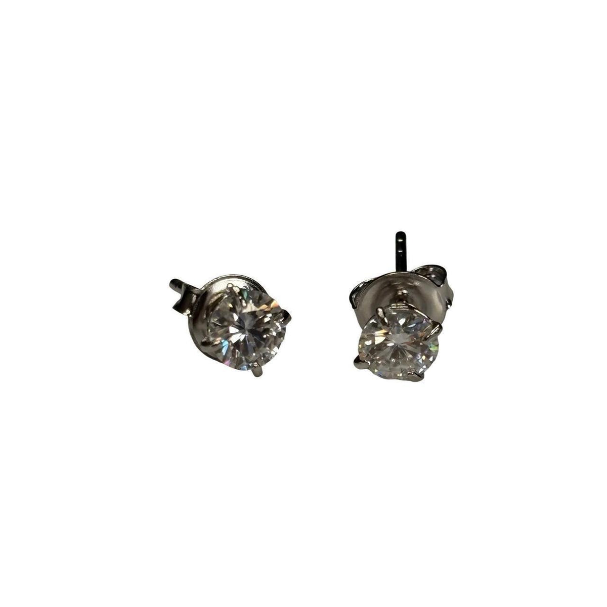 GRA Moissanite 0.5ct Round Stud Earrings Platinum-Plated Silver