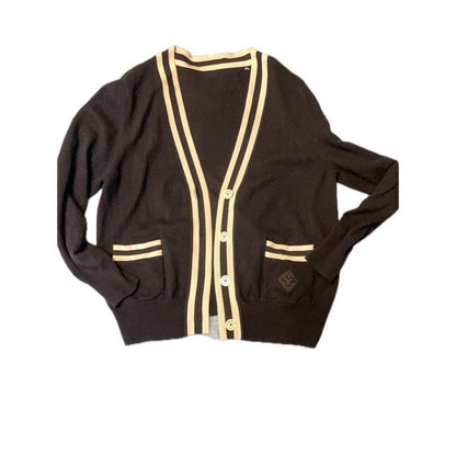 Sandro Paris Cardigan Black Cream V Neck Button Front Long Sleeve size M