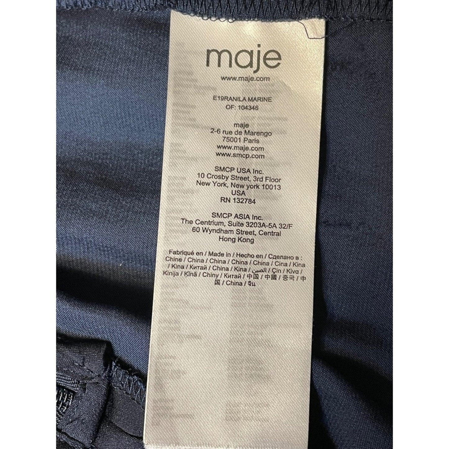 Maje E19RANILA MARINE Embellished Strappy Dress Navy Blue Size 3 USA M