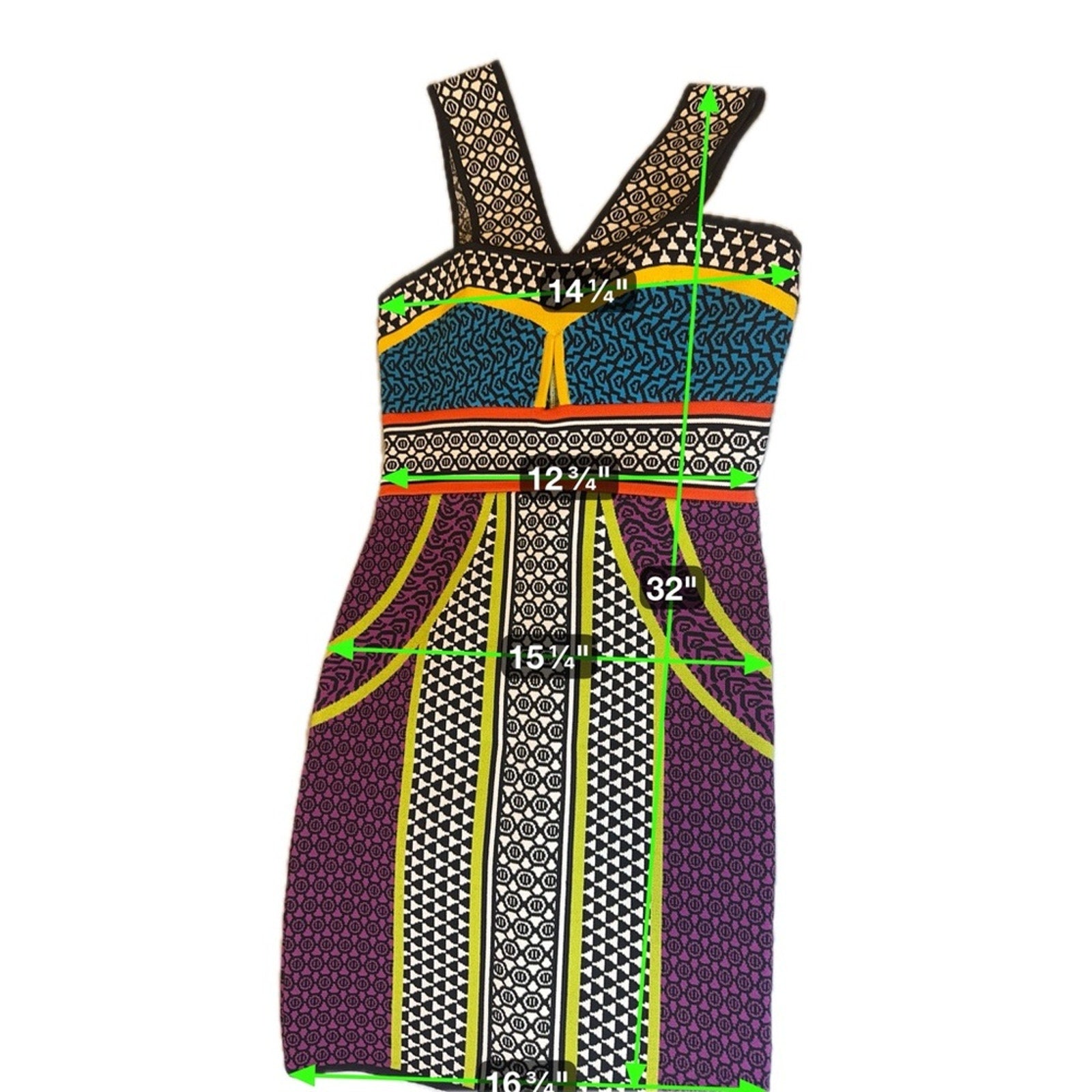 BCBGMaxAzria Geometric Multicolor Knit Bodycon Mini Dress size S