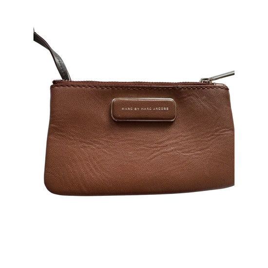 Marc by Marc Jacobs Brown Leather Wristlet Pouch Coin Purse Key Ring